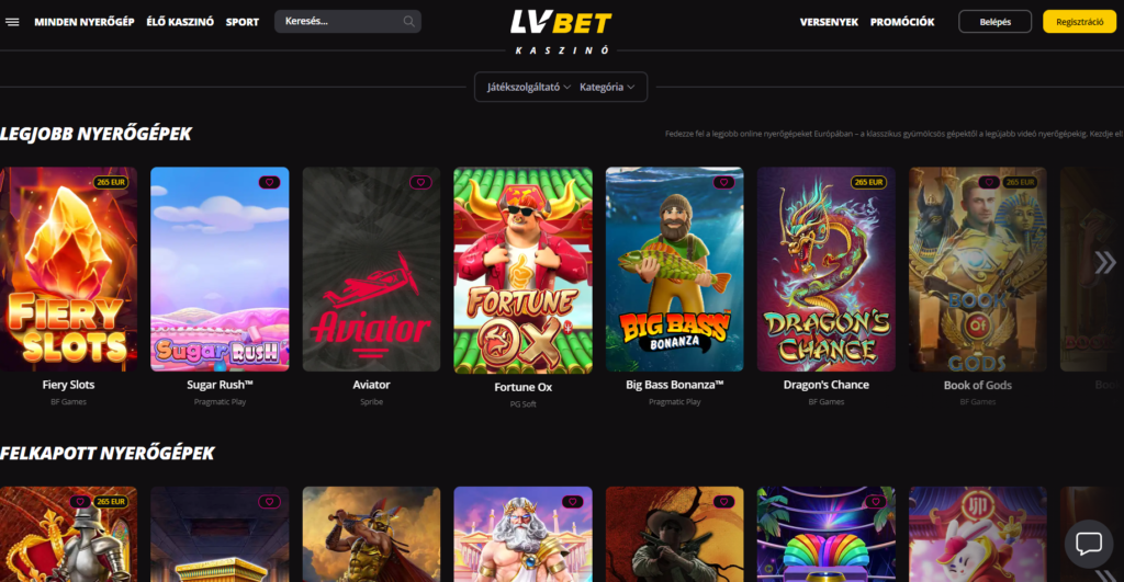 Kaszinójátékok és online nyerőgépek az LVBet-nél