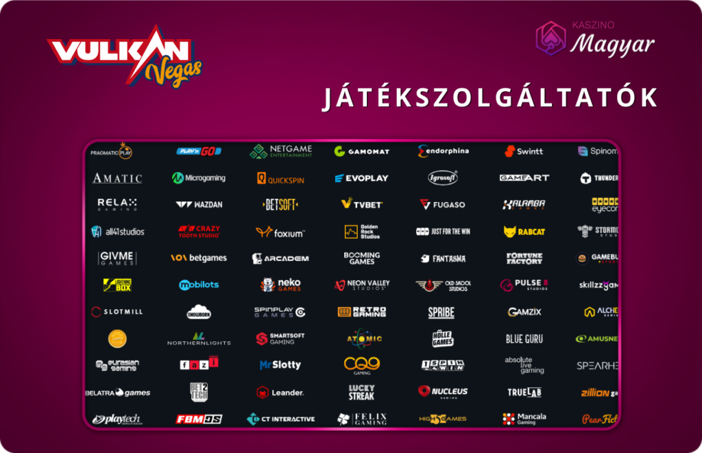 Vulkan Vegas játékszolgáltatói