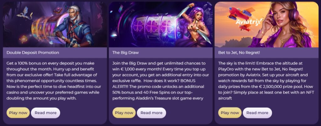 Playoro casino bonuses