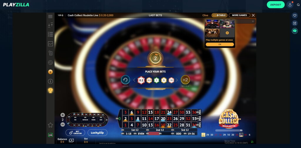 Playzilla Live roulette