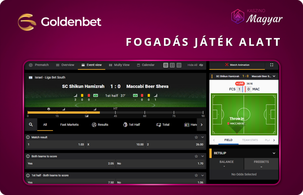 Fogadás játék alatt Goldenbet