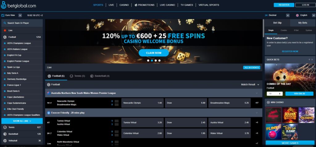 Betglobal casino front page