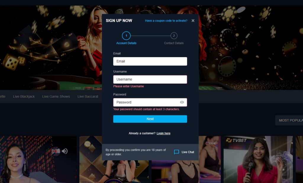 Betglobal casino registration