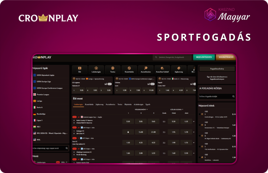 Sportfogadások a Crownplaynél