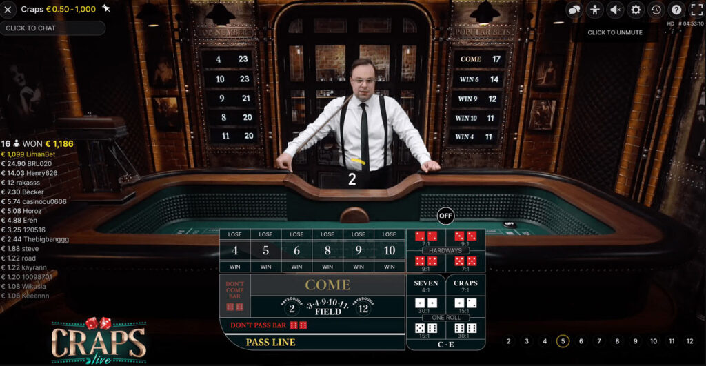 Élő Craps online