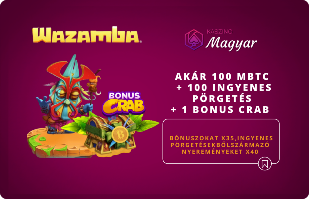 Akár 100 mBTC + 100 ingyenes pörgetés + 1 Bonus Crab