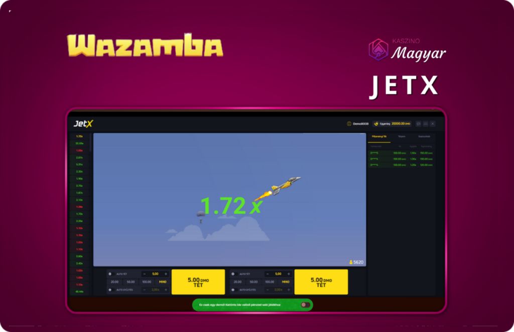 JetX a SmartSoft-tól a Wazambán